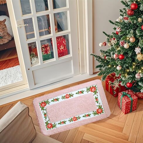 Barelove Rose Floral Area Rugs Ultra Soft Low Pile Shag Rug, Non Slip Washable Modern Floor Mat Pad for Living Room Bedroom Bathroom Dorm Kitchen Entryway 19.7 X 23.6 INCH (Heart, Green) in Kuwait