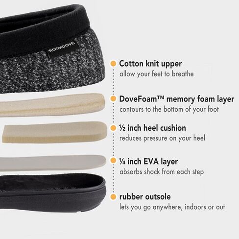RockDove Men's Tweed Memory Foam Moc Slipper in Kuwait