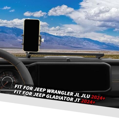 Jimen مناسب لسيارة Jeep Wrangler JL JLU 2024-2025 & Jeep Gladiator JT 2024-2025، حامل هاتف محمول مثبت على شريط أجهزة القياس in Saudi Arabia