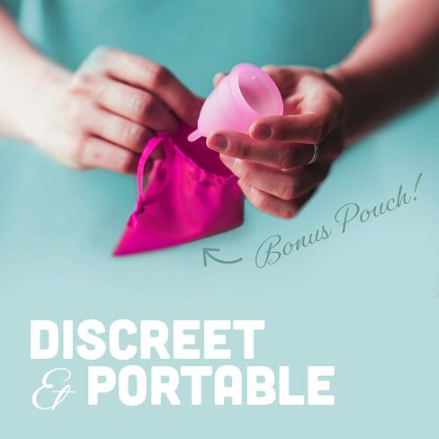 كأس الحيض من DUTCHESS - أكواب فترة الحيض من السيليكون الطبية الناعمة القابلة لإعادة الاستخدام - سهلة التنظيف وبديل للوسادة - أبيض، كبير in Kuwait