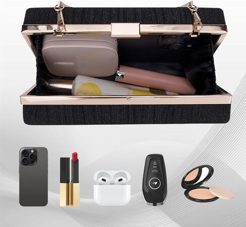 YYW Evening Handbag Women Gold Pleated Clutch Purse with Top Handle and Chain Small Tassel Clutch for Formal Wedding Party in Saudi Arabia