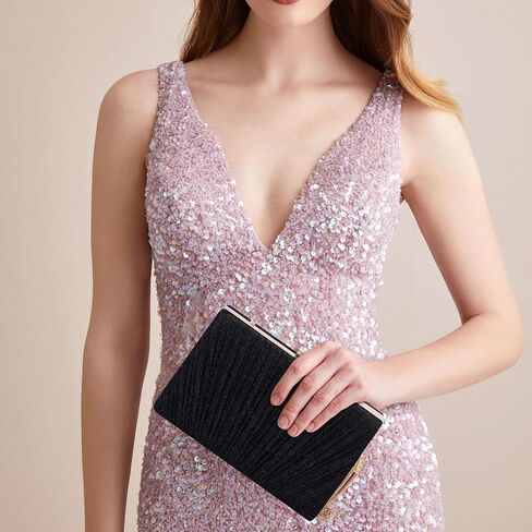 YYW Evening Handbag Women Gold Pleated Clutch Purse with Top Handle and Chain Small Tassel Clutch for Formal Wedding Party in Saudi Arabia