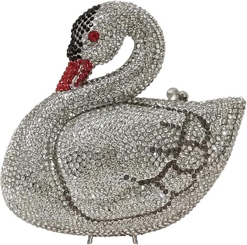 Elegant Swan Evening Purse Animal Crystal Clutch Women Minaudiere Handbag Party Luxury Rhinestone Bag in Kuwait