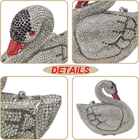 Elegant Swan Evening Purse Animal Crystal Clutch Women Minaudiere Handbag Party Luxury Rhinestone Bag in Kuwait