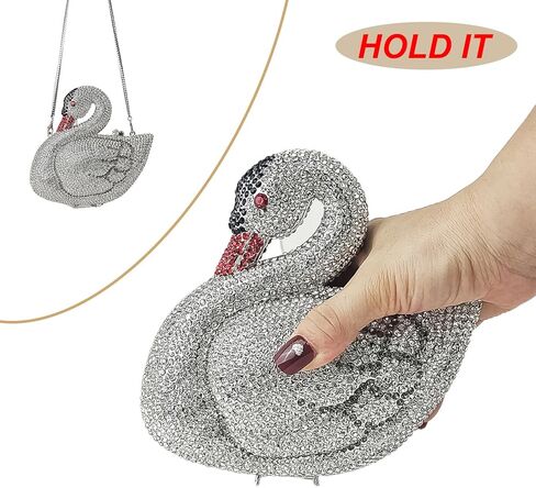 Elegant Swan Evening Purse Animal Crystal Clutch Women Minaudiere Handbag Party Luxury Rhinestone Bag in Kuwait