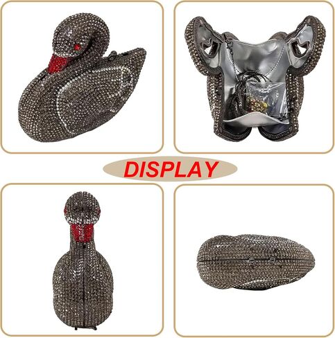 Elegant Swan Evening Purse Animal Crystal Clutch Women Minaudiere Handbag Party Luxury Rhinestone Bag in Kuwait