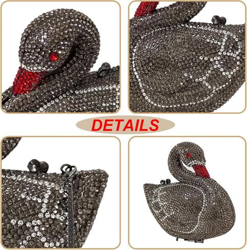 Elegant Swan Evening Purse Animal Crystal Clutch Women Minaudiere Handbag Party Luxury Rhinestone Bag in Kuwait