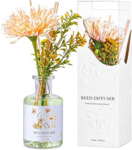 XEPTLE ناشر رائحة الفاوانيا مع عصي الزهور المزيفة المزخرفة، معطرات الهواء للمنزل، مجموعة ناشر القصب، موزع روائح الحمام، يزيل الروائح العطرية المنزلية لمعطرات الغرفة، 5.28 أونصة سائلة in Kuwait