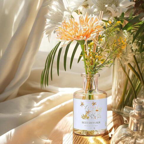 XEPTLE ناشر رائحة الفاوانيا مع عصي الزهور المزيفة المزخرفة، معطرات الهواء للمنزل، مجموعة ناشر القصب، موزع روائح الحمام، يزيل الروائح العطرية المنزلية لمعطرات الغرفة، 5.28 أونصة سائلة in Kuwait