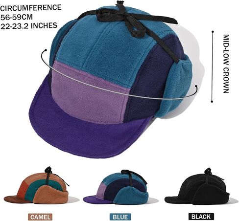 Croogo Fleece Baseball Cap with Ear Flaps Warm Earmuff Cap Foldable Trapper Hat in Kuwait