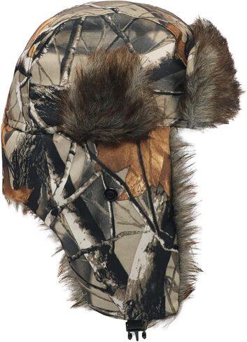 Winter Trapper Hat with Ear Flaps Fallen Leaf Camo Hunting Cap Faux Fur Ushanka Russian Warm Hat Unisex Hunter's Hat in Saudi Arabia