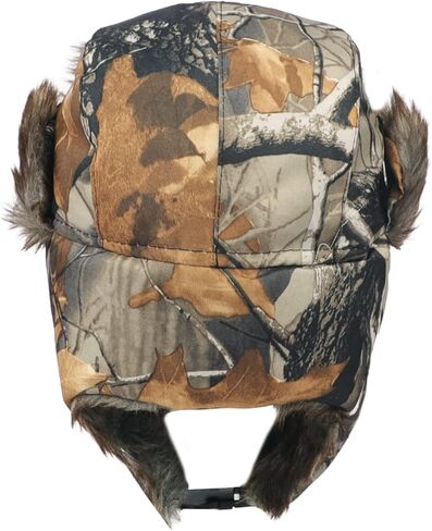 Winter Trapper Hat with Ear Flaps Fallen Leaf Camo Hunting Cap Faux Fur Ushanka Russian Warm Hat Unisex Hunter's Hat in Saudi Arabia