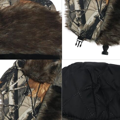 Winter Trapper Hat with Ear Flaps Fallen Leaf Camo Hunting Cap Faux Fur Ushanka Russian Warm Hat Unisex Hunter's Hat in Saudi Arabia
