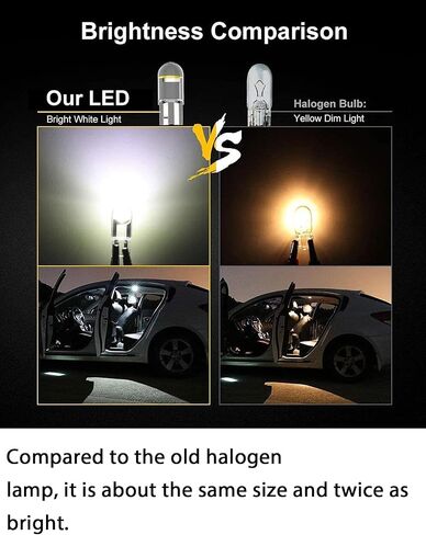 LED T10 w5w مصابيح السيارة مصباح 194 168 501 2825 194 إسفين سيارة الداخلية قبة ضوء رقم لوحة أضواء 12 فولت حزمة من 10 (أبيض) in Kuwait
