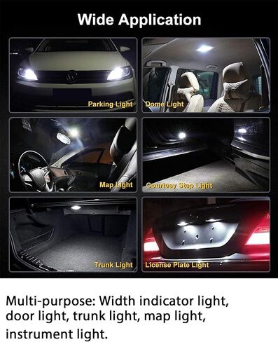 LED T10 w5w مصابيح السيارة مصباح 194 168 501 2825 194 إسفين سيارة الداخلية قبة ضوء رقم لوحة أضواء 12 فولت حزمة من 10 (أبيض) in Kuwait