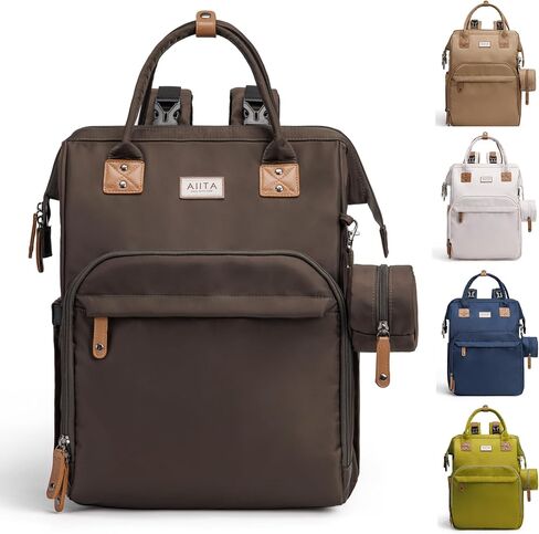 Diaper Bag Backpack, Multifunction Diaper Bag with Changing Station, Stylish Baby Bags, Large Unisex Diaper Backpack for Mom and Dad, Baby Registry Search, Portable Changing Pad – Black Brown in Saudi Arabia