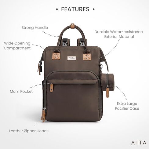 Diaper Bag Backpack, Multifunction Diaper Bag with Changing Station, Stylish Baby Bags, Large Unisex Diaper Backpack for Mom and Dad, Baby Registry Search, Portable Changing Pad – Black Brown in Saudi Arabia