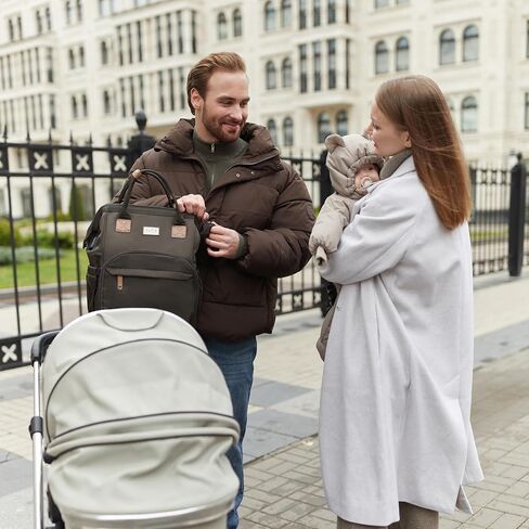 Diaper Bag Backpack, Multifunction Diaper Bag with Changing Station, Stylish Baby Bags, Large Unisex Diaper Backpack for Mom and Dad, Baby Registry Search, Portable Changing Pad – Black Brown in Saudi Arabia