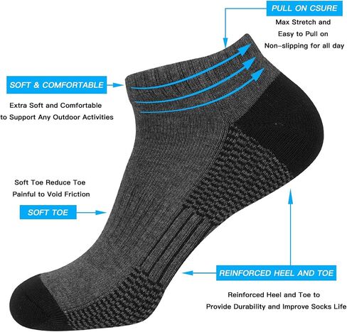 COOVAN 10 Pack Mens Ankle Low Cut Socks Athletic Cushion Casual Socks in Saudi Arabia