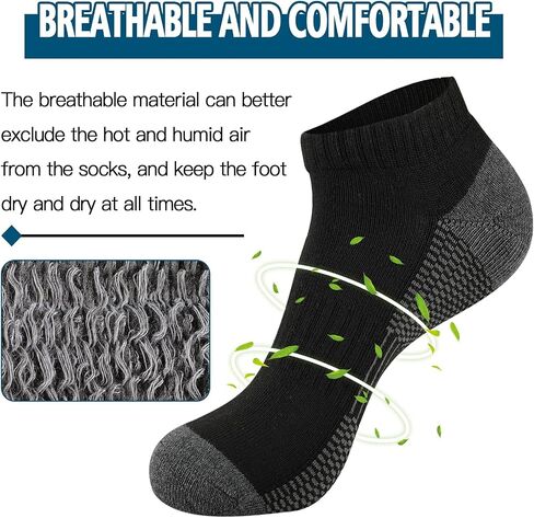 COOVAN 10 Pack Mens Ankle Low Cut Socks Athletic Cushion Casual Socks in Saudi Arabia