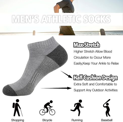 COOVAN 10 Pack Mens Ankle Low Cut Socks Athletic Cushion Casual Socks in Saudi Arabia