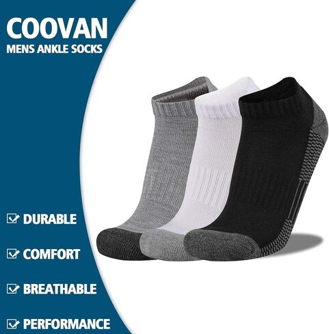 COOVAN 10 Pack Mens Ankle Low Cut Socks Athletic Cushion Casual Socks in Saudi Arabia