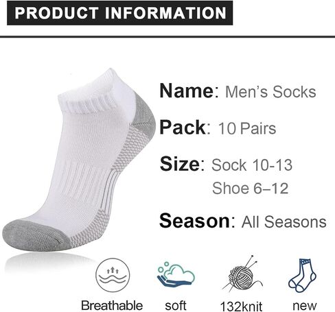 COOVAN 10 Pack Mens Ankle Low Cut Socks Athletic Cushion Casual Socks in Saudi Arabia