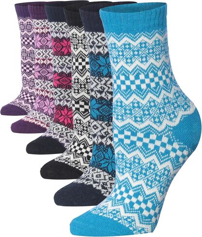 Tipi Toe 6-Pack Winter Boot Socks For Women - Available in Cotton Or Wool Blend - Crew Warm Socks Size 9-11 in Saudi Arabia