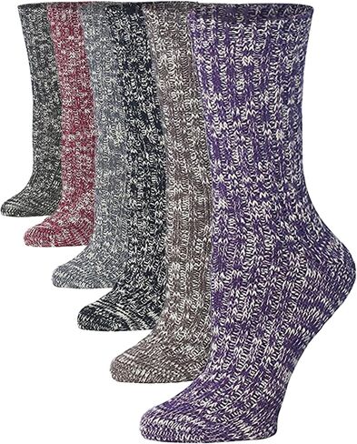 Tipi Toe 6-Pack Winter Boot Socks For Women - Available in Cotton Or Wool Blend - Crew Warm Socks Size 9-11 in Saudi Arabia