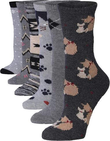 Tipi Toe 6-Pack Winter Boot Socks For Women - Available in Cotton Or Wool Blend - Crew Warm Socks Size 9-11 in Saudi Arabia