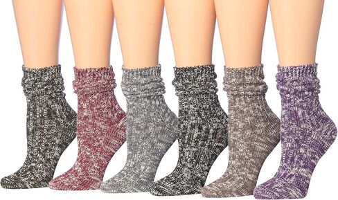 Tipi Toe 6-Pack Winter Boot Socks For Women - Available in Cotton Or Wool Blend - Crew Warm Socks Size 9-11 in Saudi Arabia