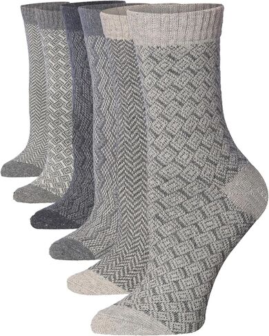 Tipi Toe 6-Pack Winter Boot Socks For Women - Available in Cotton Or Wool Blend - Crew Warm Socks Size 9-11 in Saudi Arabia