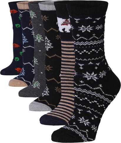 Tipi Toe 6-Pack Winter Boot Socks For Women - Available in Cotton Or Wool Blend - Crew Warm Socks Size 9-11 in Saudi Arabia