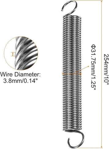 uxcell 1Pcs Extended Spring 1-1/4 inch x 10 inch, 0.14 inch Spring Steel Dual Hook Tension Springs for Machinery Construction Industrial in Saudi Arabia