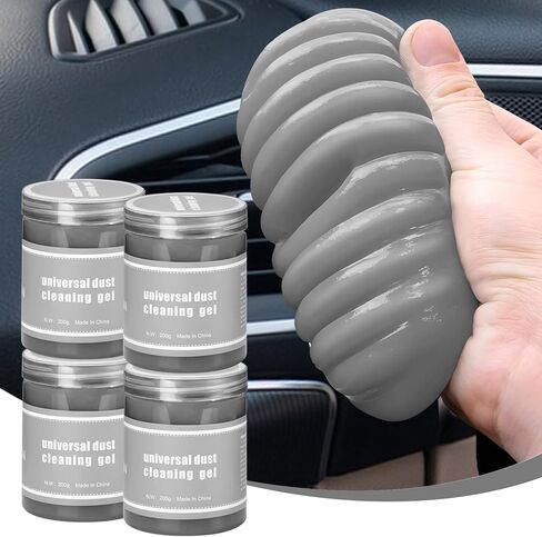 4 Pack Car Cleaning Gel, Gray Car Cleaning Putty, Universal Auto Detailing Tools Car Slime Cleaner Dust Cleaning Gel for Car Interior, Air Vent, Dashboard, Keyboard 28 OZ (Gray) in Saudi Arabia