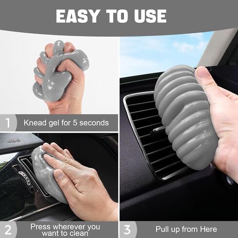 4 Pack Car Cleaning Gel, Gray Car Cleaning Putty, Universal Auto Detailing Tools Car Slime Cleaner Dust Cleaning Gel for Car Interior, Air Vent, Dashboard, Keyboard 28 OZ (Gray) in Saudi Arabia