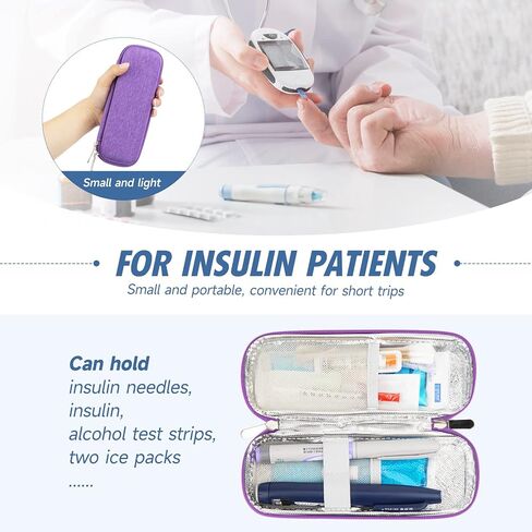 YOUSHARES Portable Insulin Cooler Travel Case - TSA Approved Diabetic Medication Cooling Bag, EVA Insulated Organizer for Epi Pens, Refrigerated Diabetes Supplies Carrying Storage Kit with 2 Ice Pack in Saudi Arabia