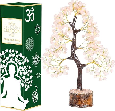 Valentines Gifts for her Rose Quartz Tree - Gemstone Tree - Artificial Tree - Round Pearl Beads - Crystal Tree of Life - Feng Shui Decor - Crystal Gift - Pink Quartz - Home Decoration - Chakra Decor in Saudi Arabia