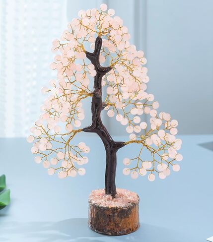 Valentines Gifts for her Rose Quartz Tree - Gemstone Tree - Artificial Tree - Round Pearl Beads - Crystal Tree of Life - Feng Shui Decor - Crystal Gift - Pink Quartz - Home Decoration - Chakra Decor in Saudi Arabia