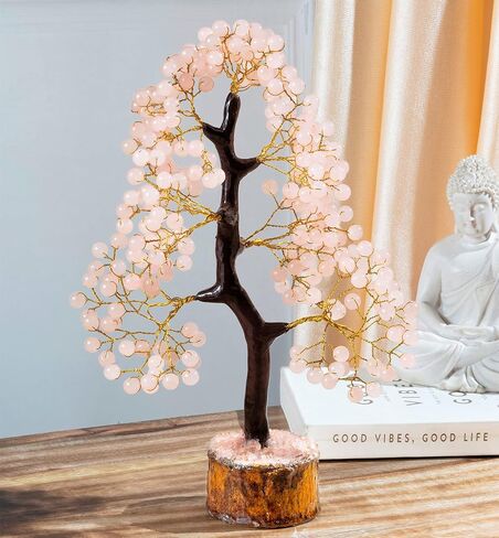 Valentines Gifts for her Rose Quartz Tree - Gemstone Tree - Artificial Tree - Round Pearl Beads - Crystal Tree of Life - Feng Shui Decor - Crystal Gift - Pink Quartz - Home Decoration - Chakra Decor in Saudi Arabia