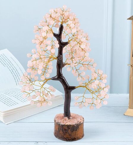 Valentines Gifts for her Rose Quartz Tree - Gemstone Tree - Artificial Tree - Round Pearl Beads - Crystal Tree of Life - Feng Shui Decor - Crystal Gift - Pink Quartz - Home Decoration - Chakra Decor in Saudi Arabia