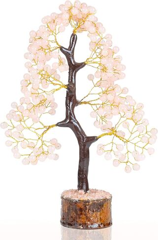 Valentines Gifts for her Rose Quartz Tree - Gemstone Tree - Artificial Tree - Round Pearl Beads - Crystal Tree of Life - Feng Shui Decor - Crystal Gift - Pink Quartz - Home Decoration - Chakra Decor in Saudi Arabia