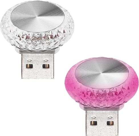 USB LED Car Interior Atmosphere Lamp, Crystal Mini USB LED Car Interior Ambient Light, Trunk Ambient Light, Decoration Light Ambient Interior Led Light for All Car Interiors, 2 Pcs Night Light (Blue) in Saudi Arabia