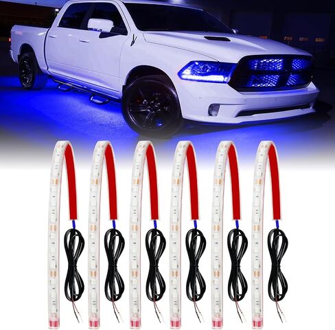 Qasim Car LED Strip Light 12V Red 12.5''/32CM for Golf Cart Underglow Boats Vehicle Automotive Truck Van Motorcycle Footwell Lighting IP67 Waterproof, Pack of 6 in Saudi Arabia