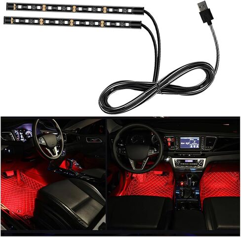Mandark Car LED Strip Light, 24 LEDs Vehicle RGB Neon Interior Atmosphere Lamp, 12V USB Port Auto Decor Under Dash Ambient Night Light Strip Accessories, Universal for SUV, Sedan, Truck (Red) in Saudi Arabia