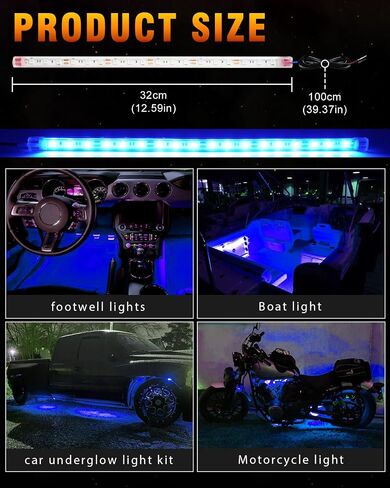 Qasim Car LED Strip Light 12V Red 12.5''/32CM for Golf Cart Underglow Boats Vehicle Automotive Truck Van Motorcycle Footwell Lighting IP67 Waterproof, Pack of 6 in Saudi Arabia