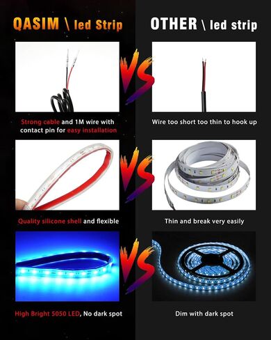 Qasim Car LED Strip Light 12V Red 12.5''/32CM for Golf Cart Underglow Boats Vehicle Automotive Truck Van Motorcycle Footwell Lighting IP67 Waterproof, Pack of 6 in Saudi Arabia