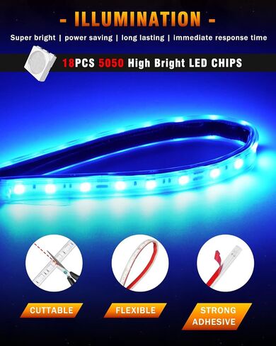 Qasim Car LED Strip Light 12V Red 12.5''/32CM for Golf Cart Underglow Boats Vehicle Automotive Truck Van Motorcycle Footwell Lighting IP67 Waterproof, Pack of 6 in Saudi Arabia