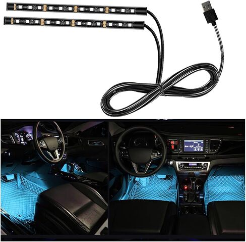 Mandark Car LED Strip Light, 24 LEDs Vehicle RGB Neon Interior Atmosphere Lamp, 12V USB Port Auto Decor Under Dash Ambient Night Light Strip Accessories, Universal for SUV, Sedan, Truck (Red) in Saudi Arabia