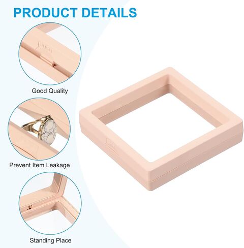 PATIKIL 3D Floating Frame Display Stand, 12 Pack 3.5x3.5 Inch Challenge Coin Display Stand Holder Transparent PE Jewelry Storage Box Floating Display Case with Base, Black&Pink in Saudi Arabia